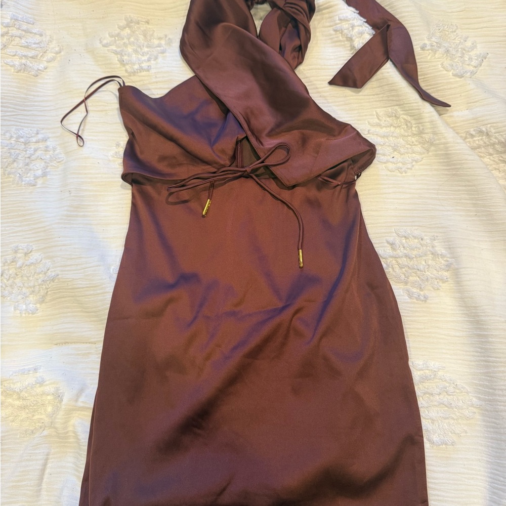 Elegant Burgundy Halter Dress